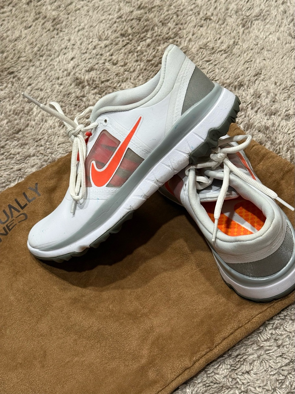 Nike Women's White and Orange Golf Athletic Sneakers